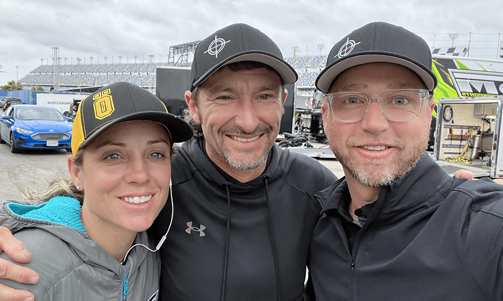 Melissa Paris, Josh Hayes and Peter Strack at the Daytona 200